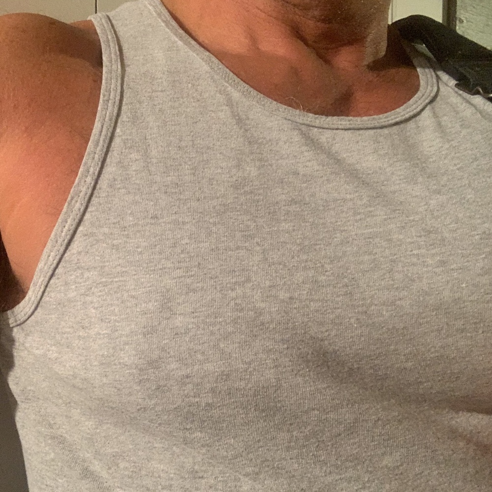Gray Cotton Tank Top Wife Beater Underwear. Great for gym, work, running. - Picture 4 of 9